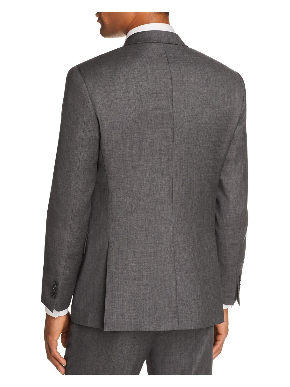 MICHAEL KORS Mens Sharkskin Gray Single Breasted, Classic Fit Wool Blend Blazer 36S