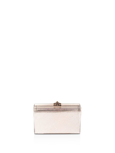 Ashlyn D Women's White Glitter PVC Glitter Filled Strapless Clutch Handbag Purse