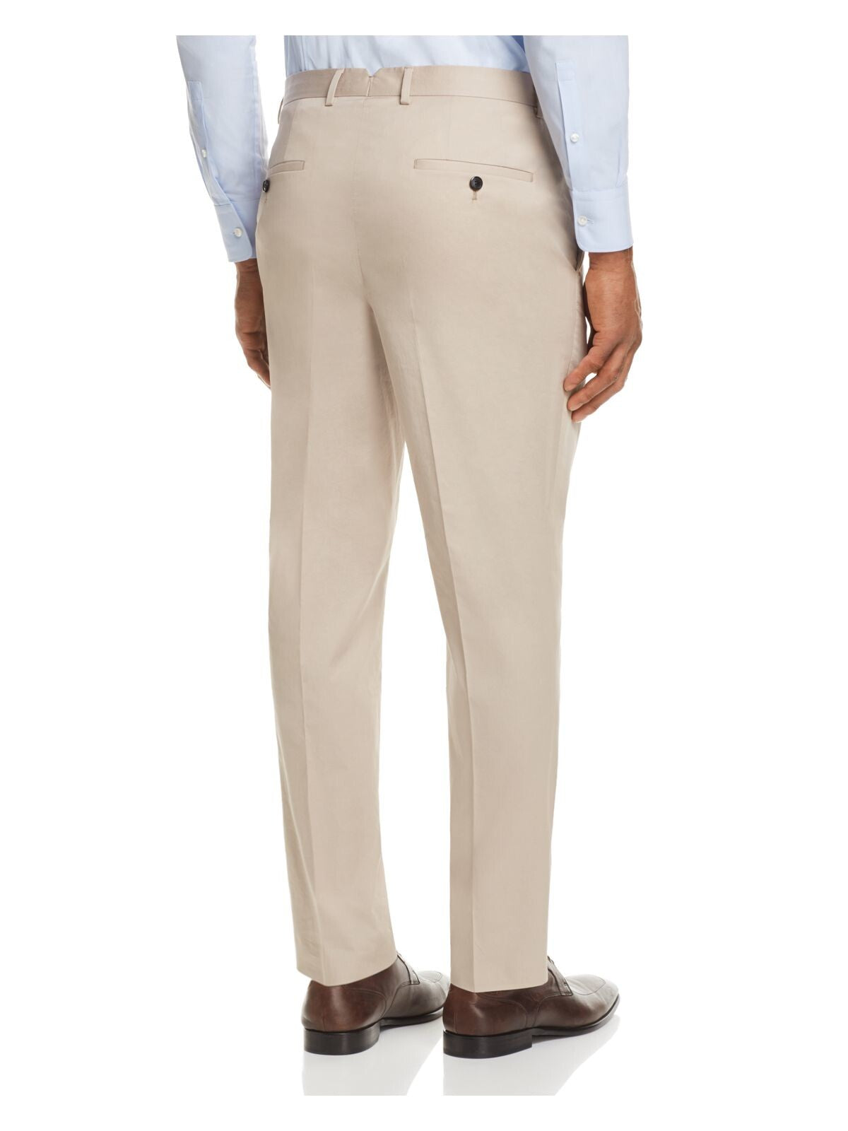HUGO BOSS Mens Beige Flat Front, Slim Fit Cotton Suit Separate 30R