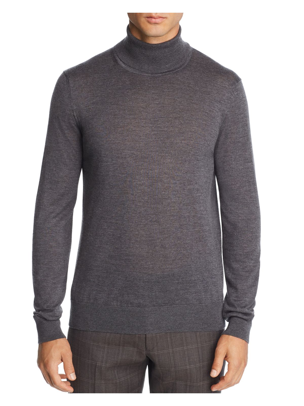 The Mens store Mens Gray Long Sleeve Turtle Neck Classic Fit Quarter-Zip Merino Blend Pullover Sweater XL
