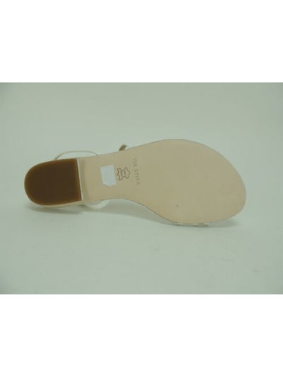 VIA SPIGA Womens White Croc Toe-Loop Strappy Padded Calandre Round Toe Buckle Leather Slingback Sandal 5.5 M