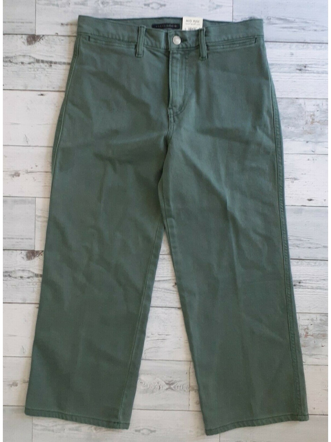 LUCKY BRAND Womens Green Pocketed Zippered Cropped Wide Leg Jeans Size: 8\29