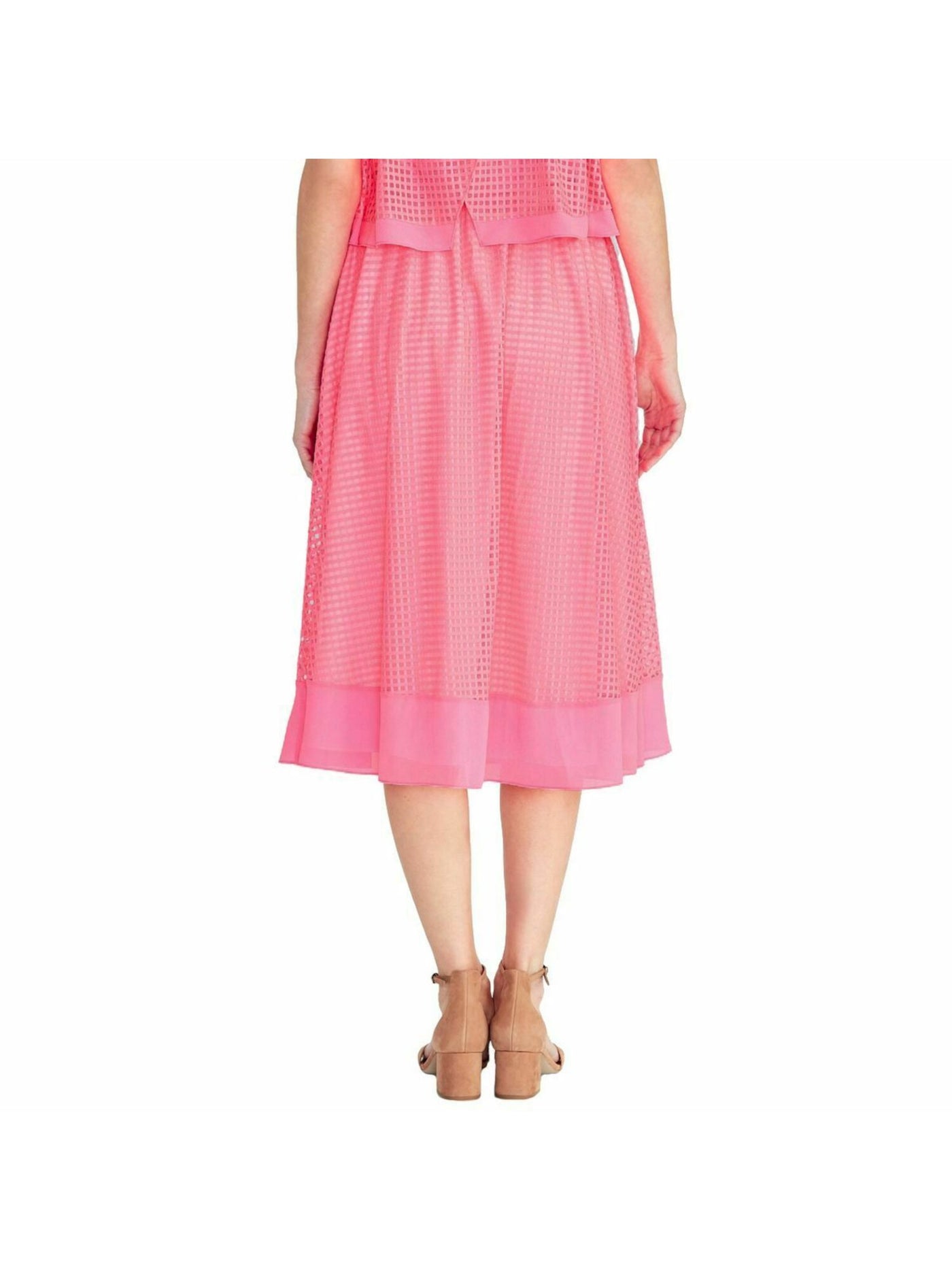 RACHEL ROY Womens Pink Midi Pleated Skirt Size: XL