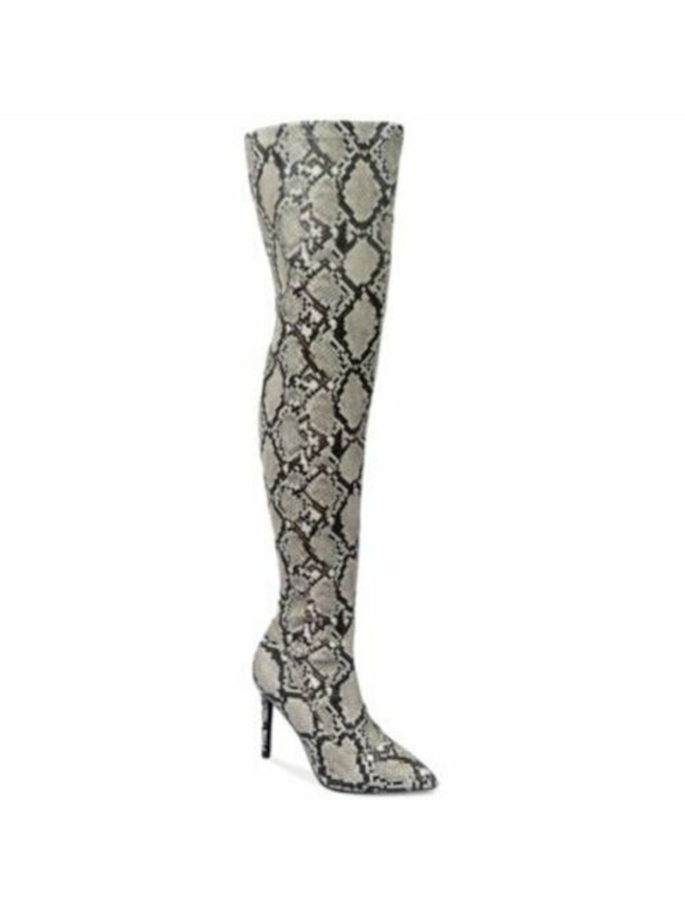 THALIA SODI Womens Beige Cushioned Pointed Toe Stiletto Zip-Up Dress Boots 6