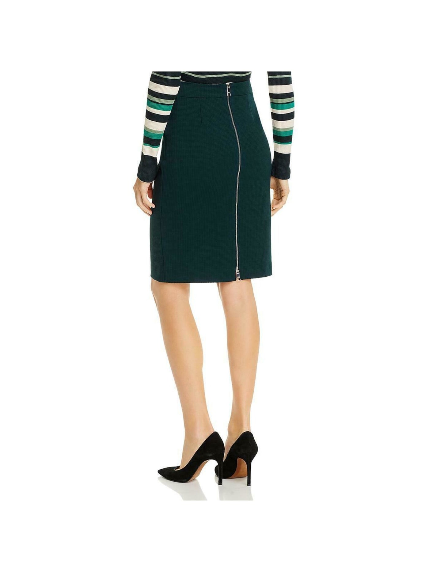 BOSS Womens Green Zippered Above The Knee Pencil Skirt Size: 0