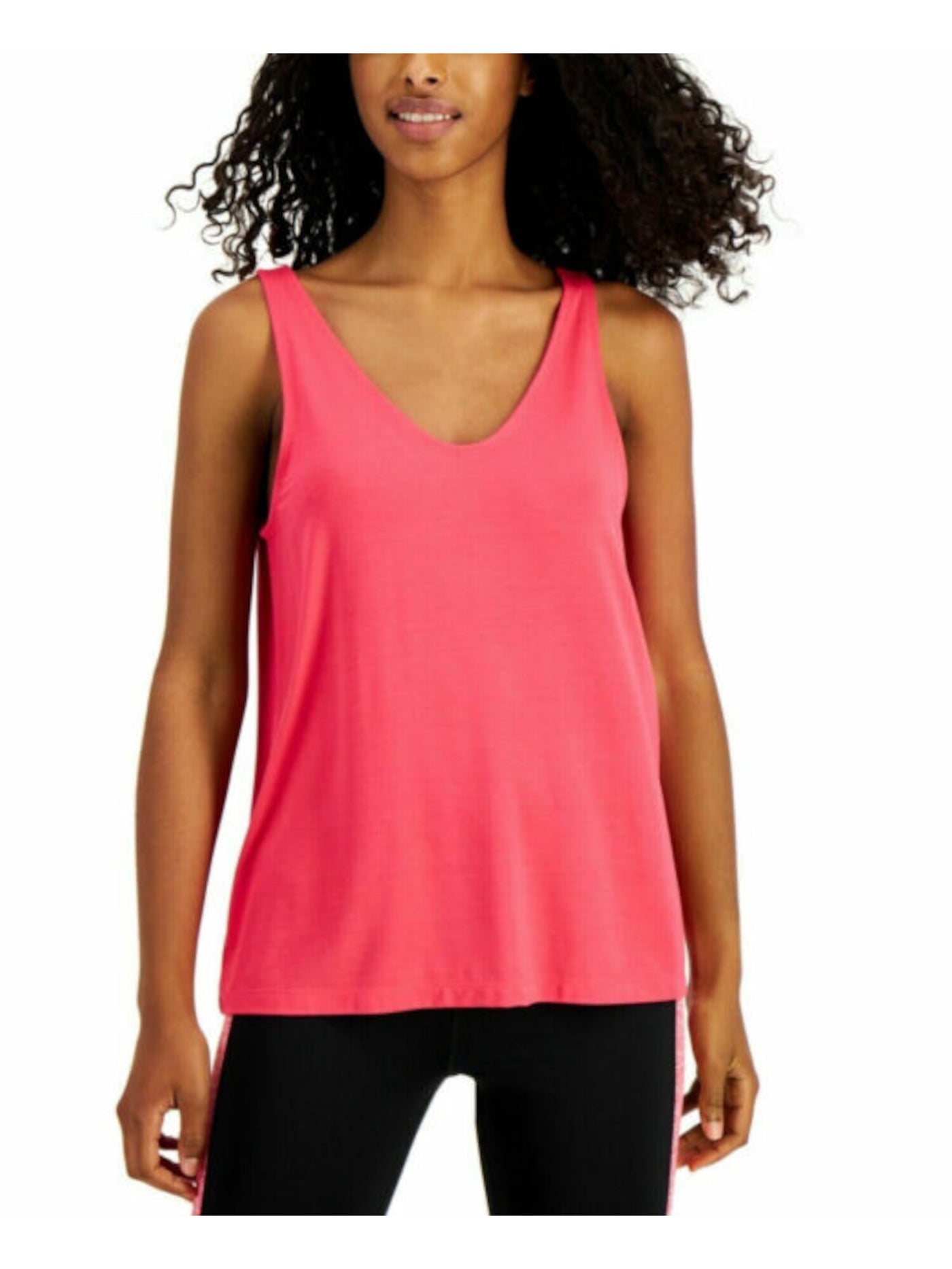 IDEOLOGY Womens Pink Stretch Sleeveless V Neck Active Wear Tank Top XS