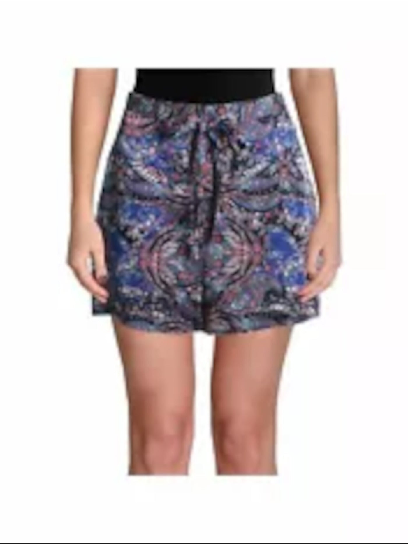 MARCIANO Womens Blue Belted Zippered Printed Shorts XS