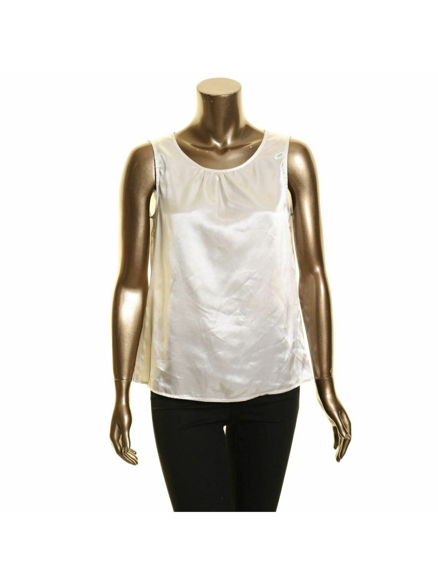 LE SUIT Womens Ivory Sleeveless Jewel Neck Tank Top Size: 18