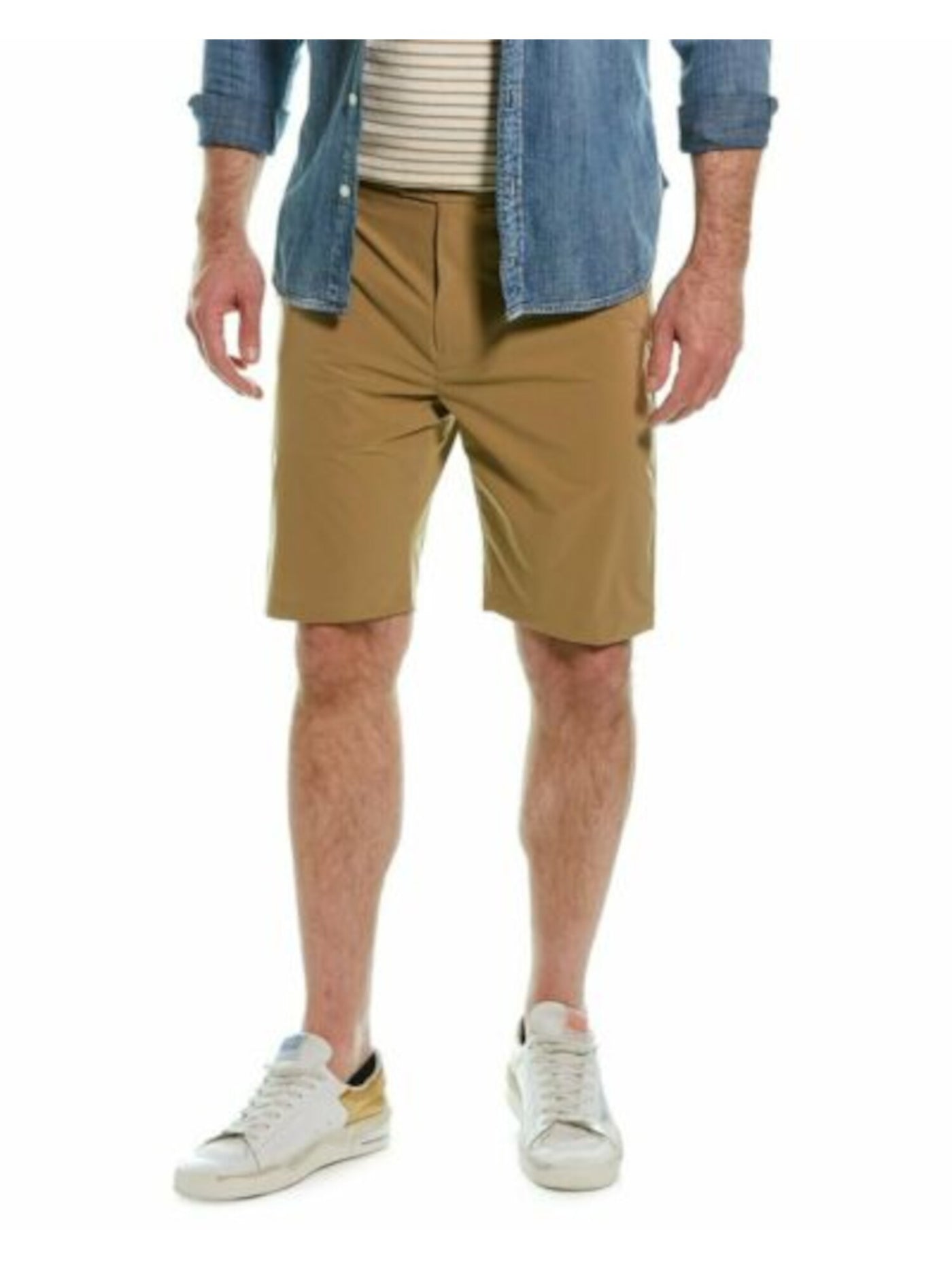 7 FOR ALL MANKIND Mens Brown Flat Front, Regular Fit Stretch Shorts 29 Waist