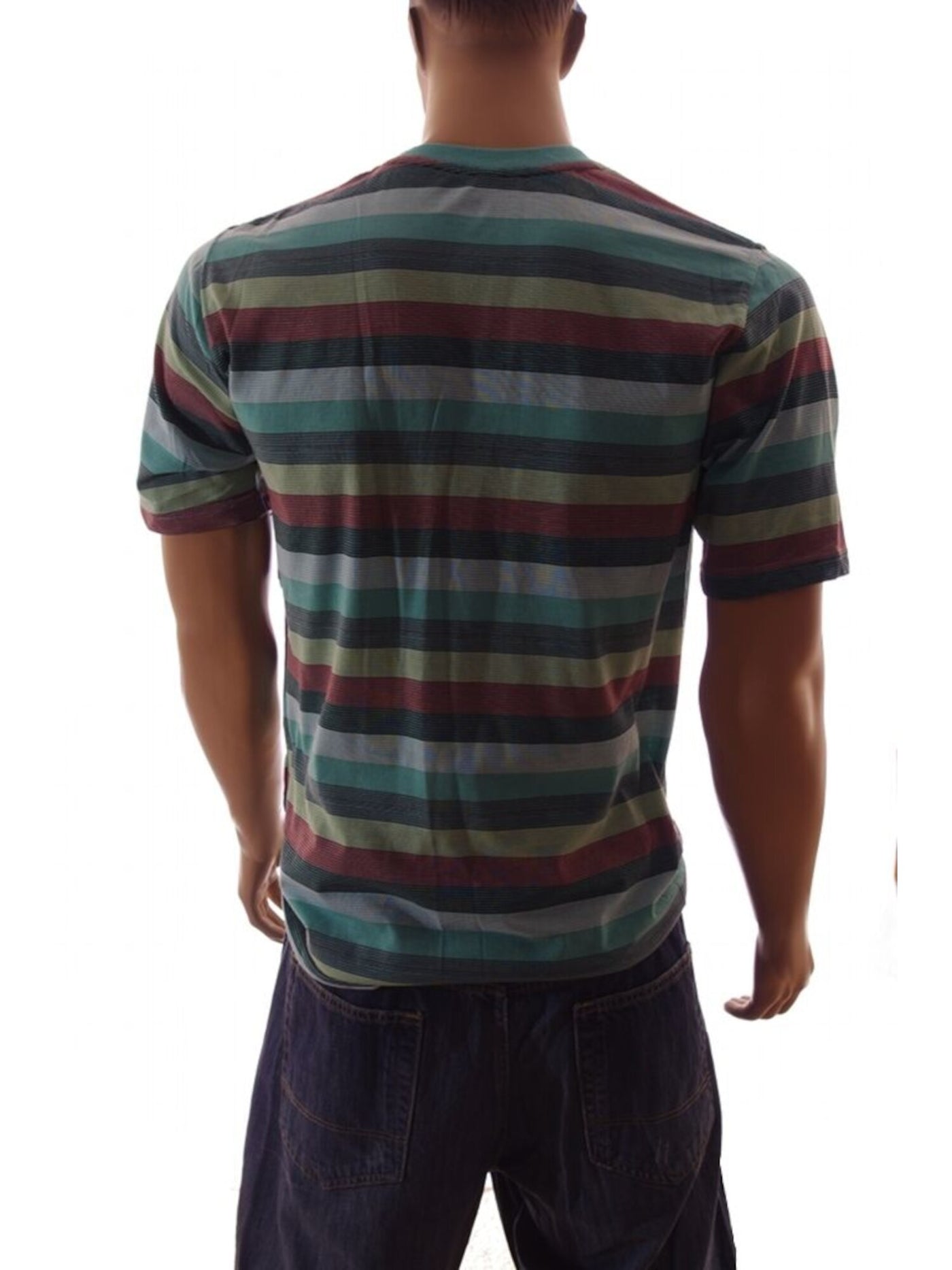 ROADBLOCK Mens Green Striped T-Shirt M
