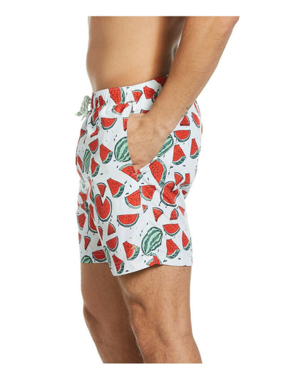 PENGUIN Mens White Drawstring Lined Patterned Athletic Fit Shorts XXL