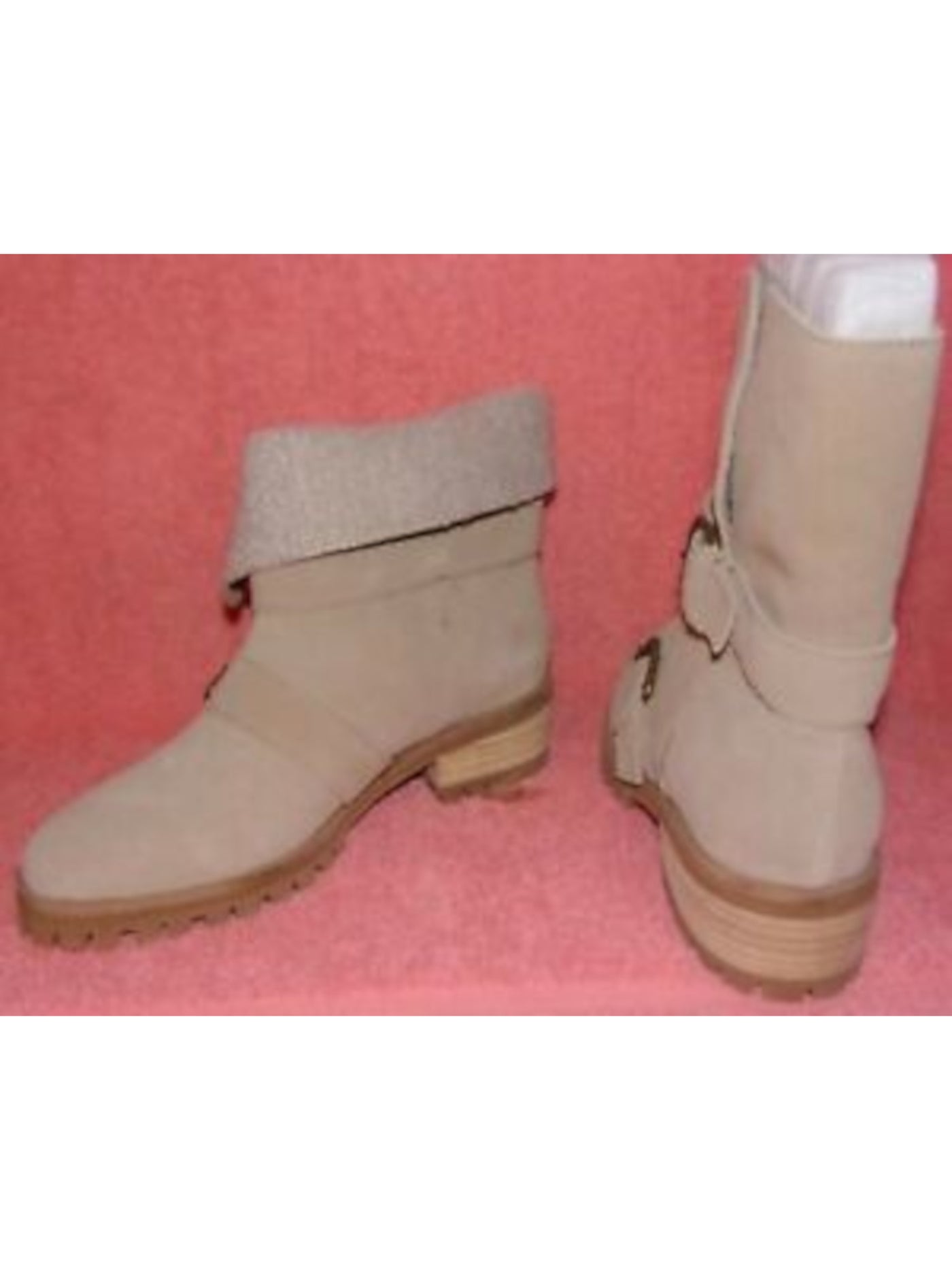 SPLENDID Womens Beige Padded Adjustable Strap Lug Sole Karlyn Round Toe Block Heel Leather Booties 6.5
