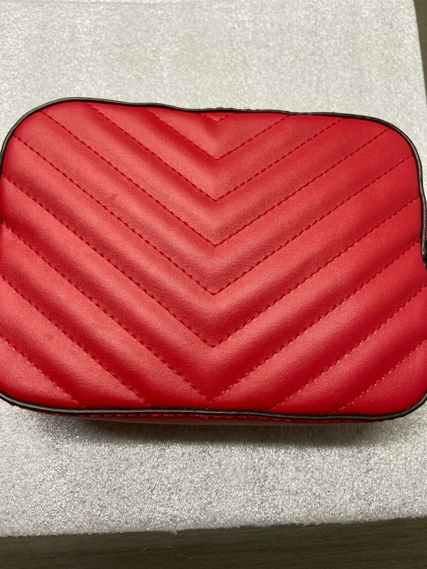 NASTY GAL Women's Red Ribbed Leather Adjustable Strap Belt Bag Purse