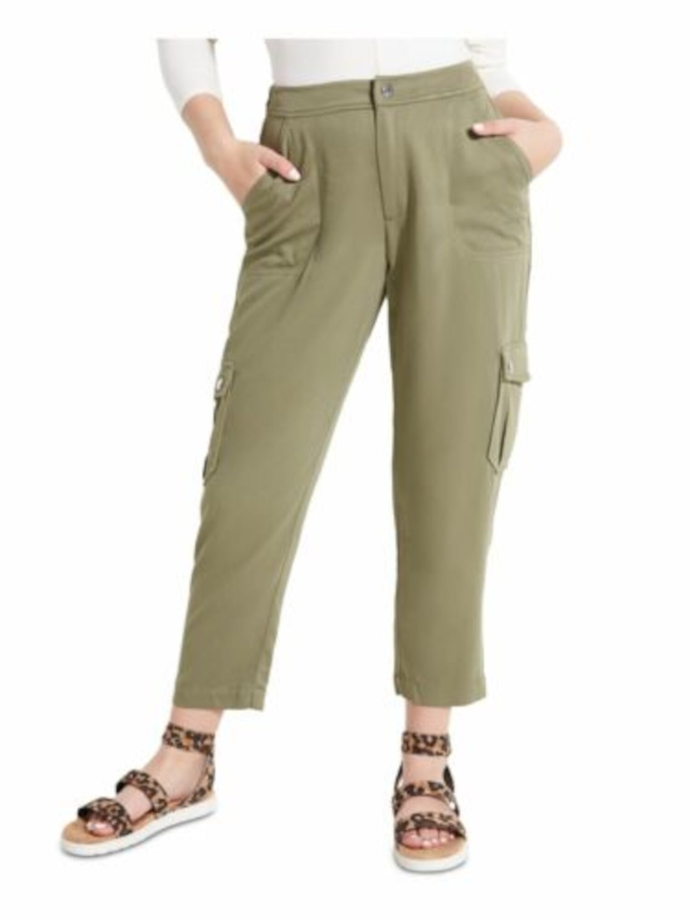 GUESS Womens Green Pocketed Cropped Pants Size: S
