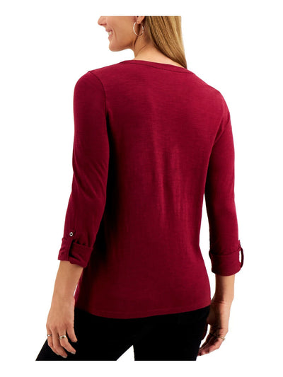STYLE & COMPANY Womens Maroon Long Sleeve Top Size: L