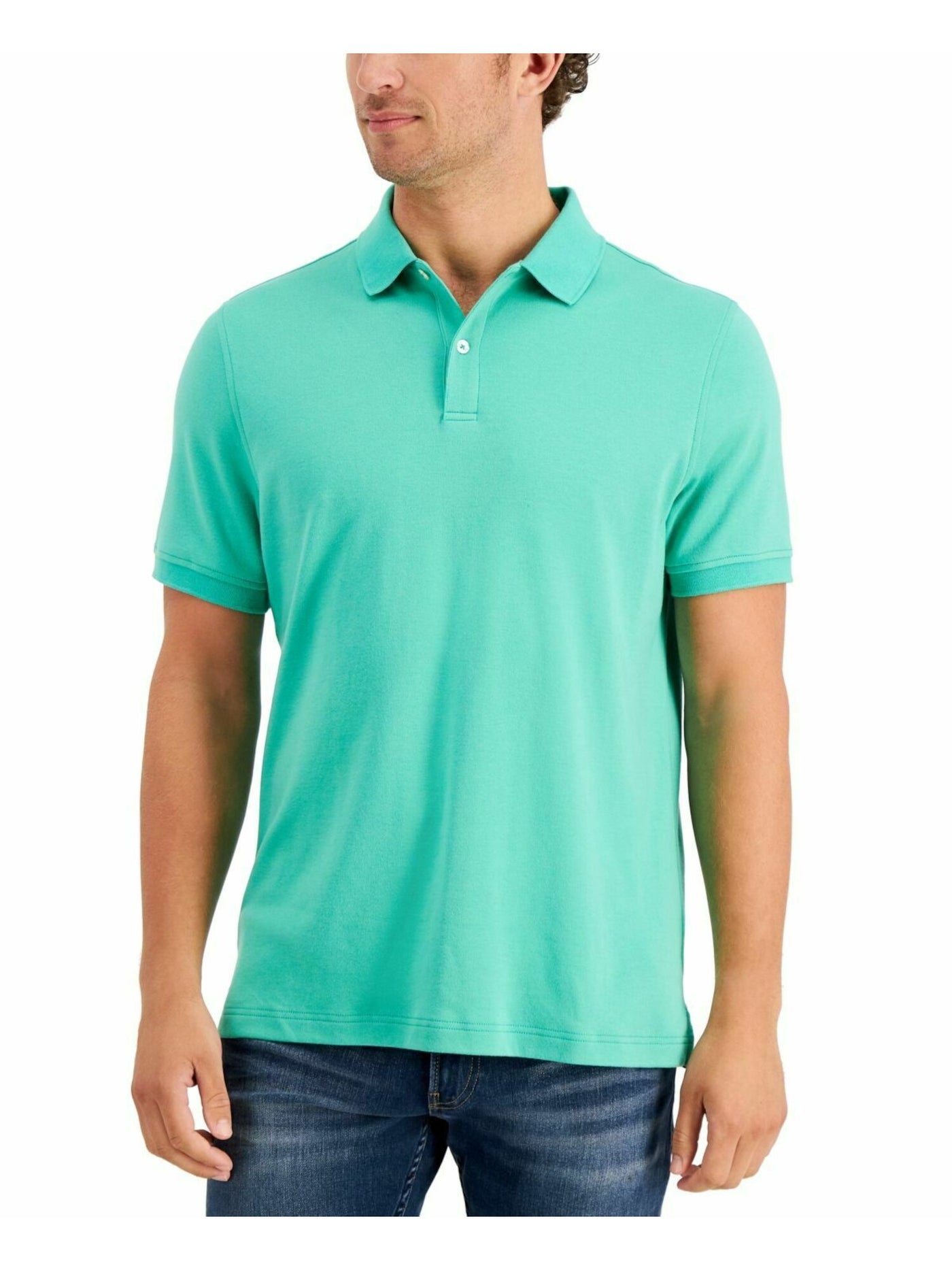 CLUBROOM Mens Soft Touch Interlock Green Classic Fit Polo S