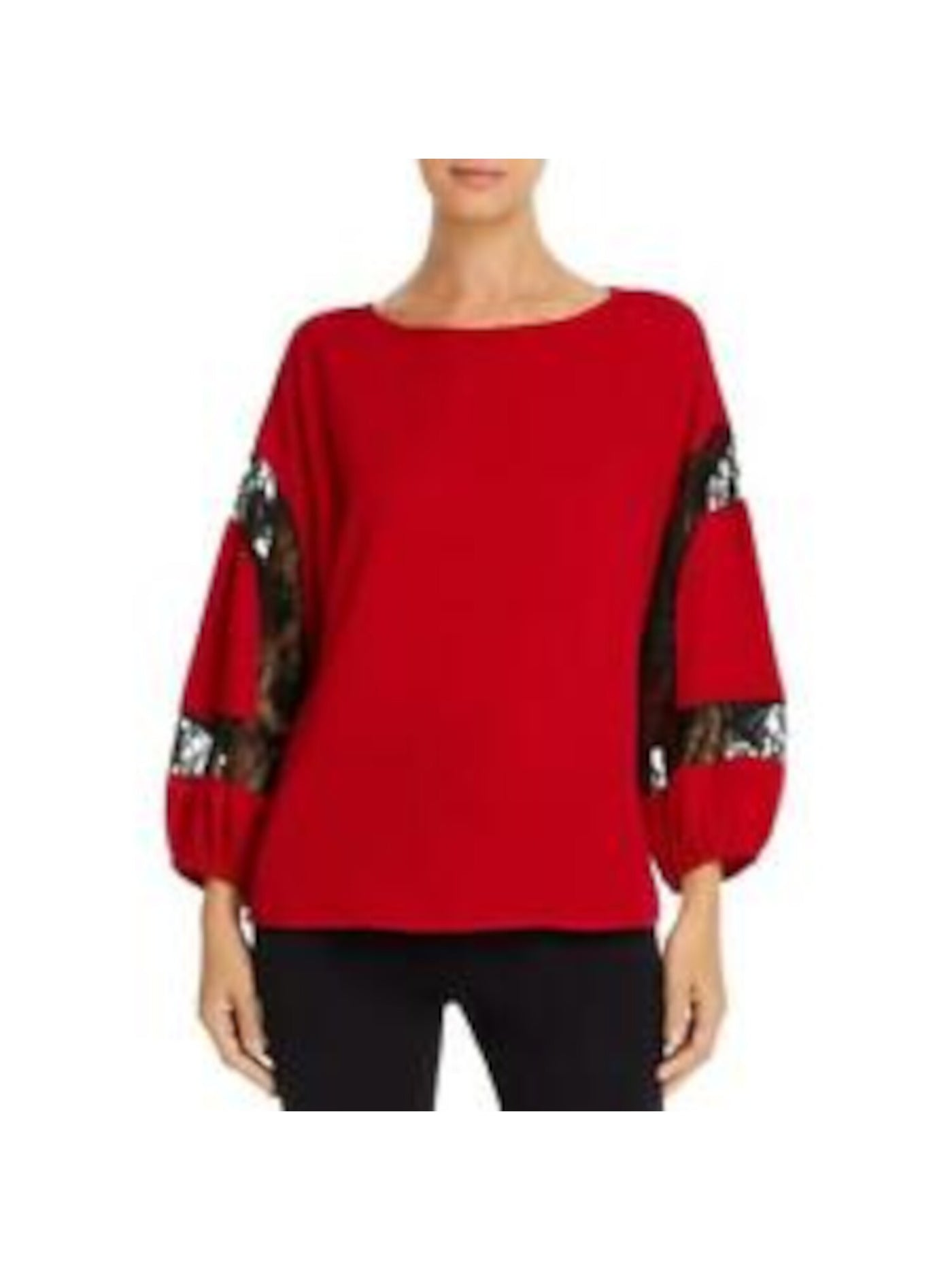 SINGLE THREAD Womens Red Long Sleeve Boat Neck Wear To Work Top S