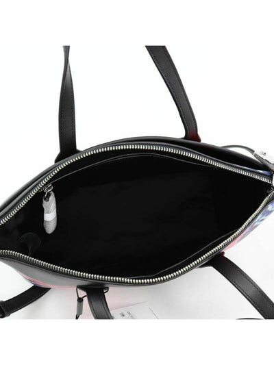 CALVIN KLEIN Women's Black The Statement Series Lock Faux Leather Tie Dye Adjustable Strap Handbag Purse