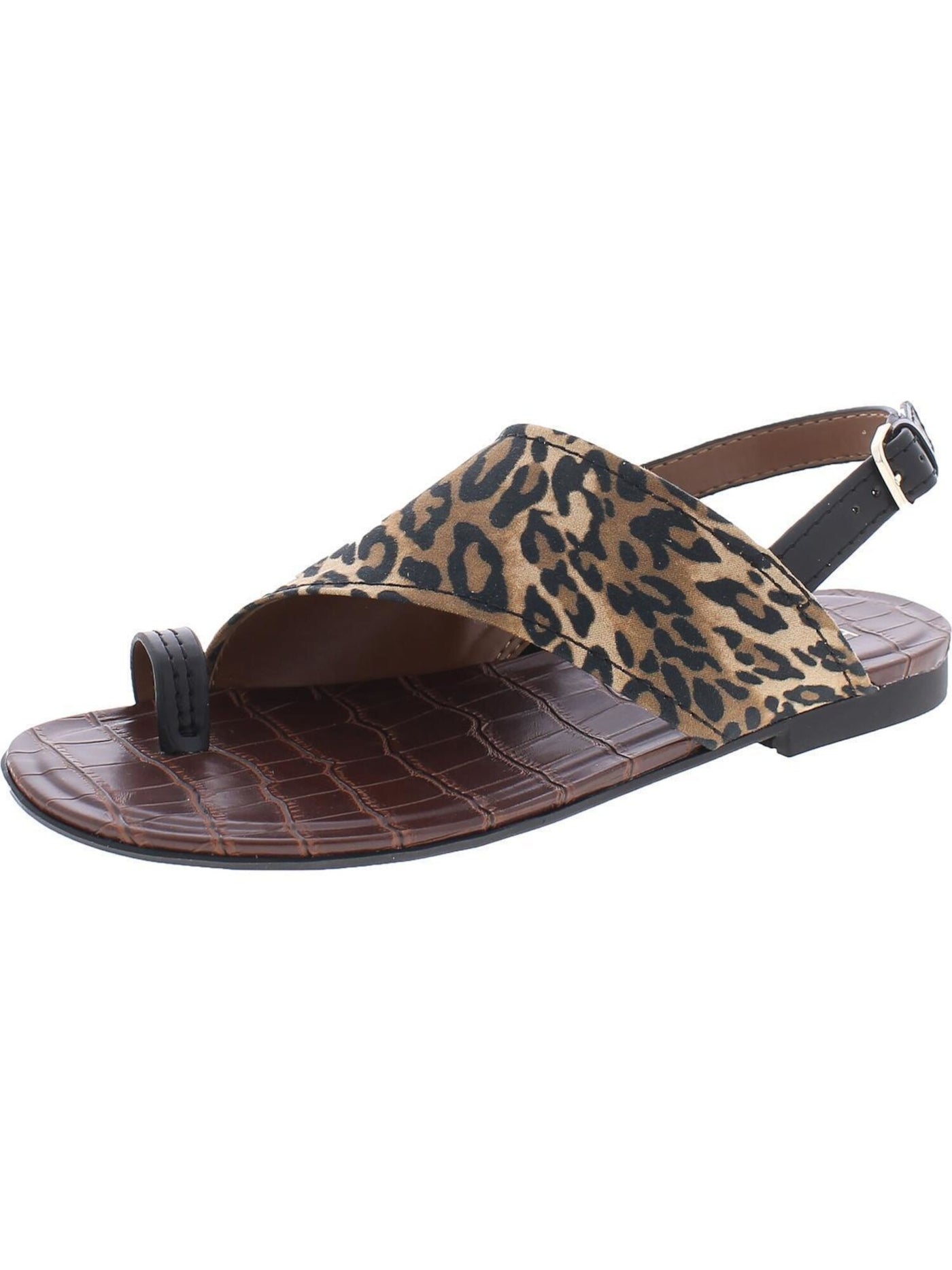 NATURALIZER Womens Brown Cheetah Print Adjustable Strap Comfort Seanna Round Toe Block Heel Buckle Slingback Sandal 11 M