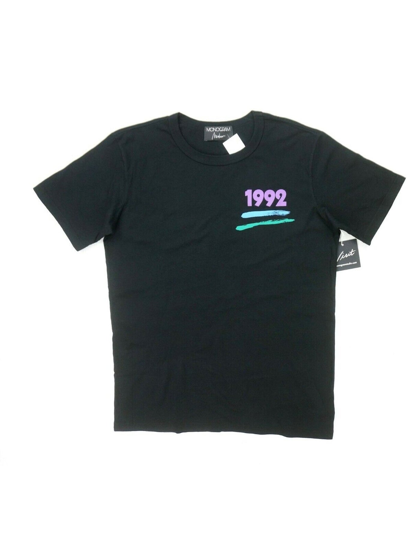 MONOGRAM Mens Black Lightweight, Graphic Short Sleeve Classic Fit T-Shirt XL