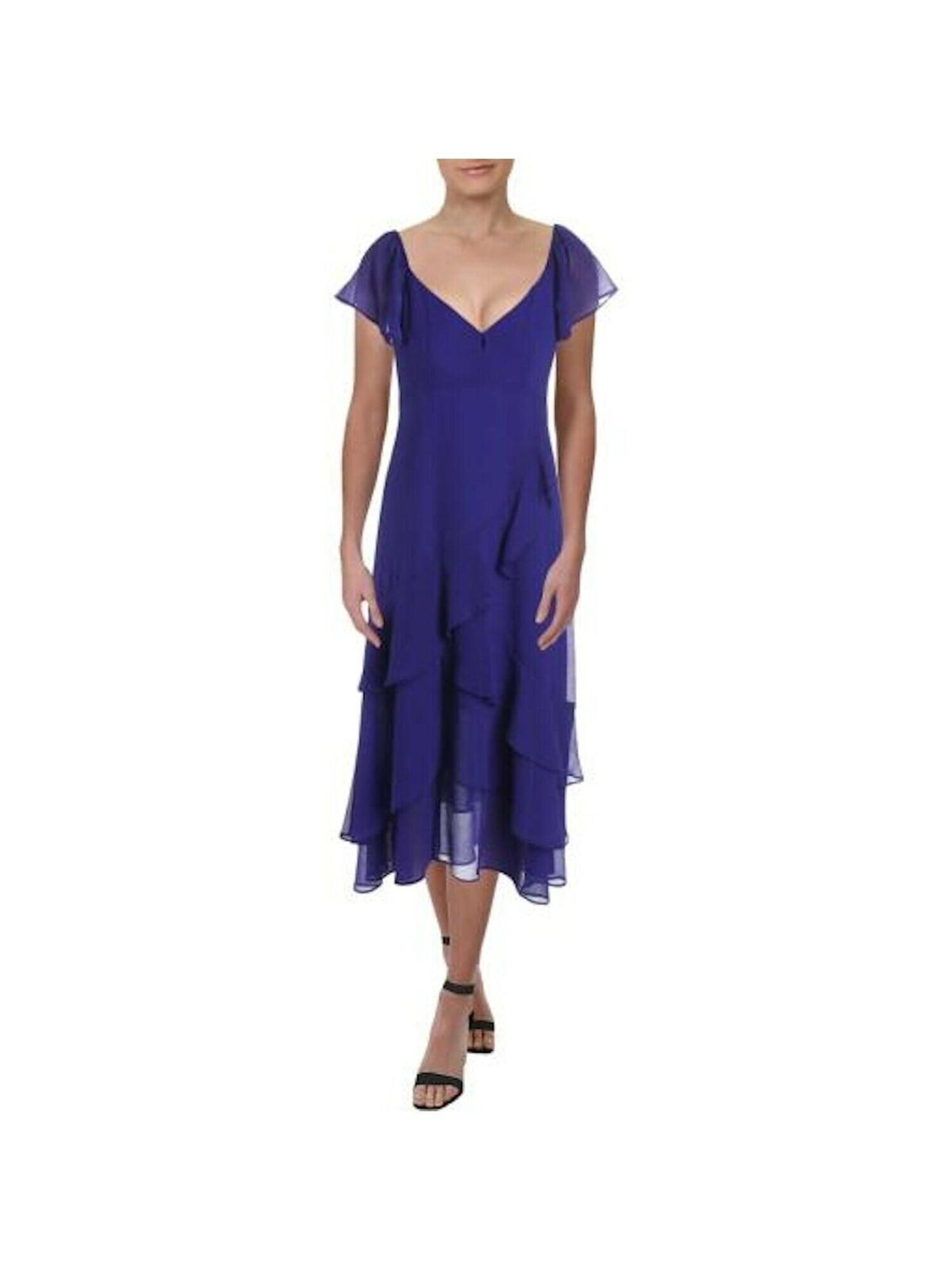 NANETTE LEPORE Womens Purple Short Sleeve Midi Sheath Party Dress Size: 2