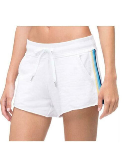 CALVIN KLEIN PERFORMANCE Womens White Stretch Tie Pocketed Raw Hem Logo Graphic Straight leg Shorts XL