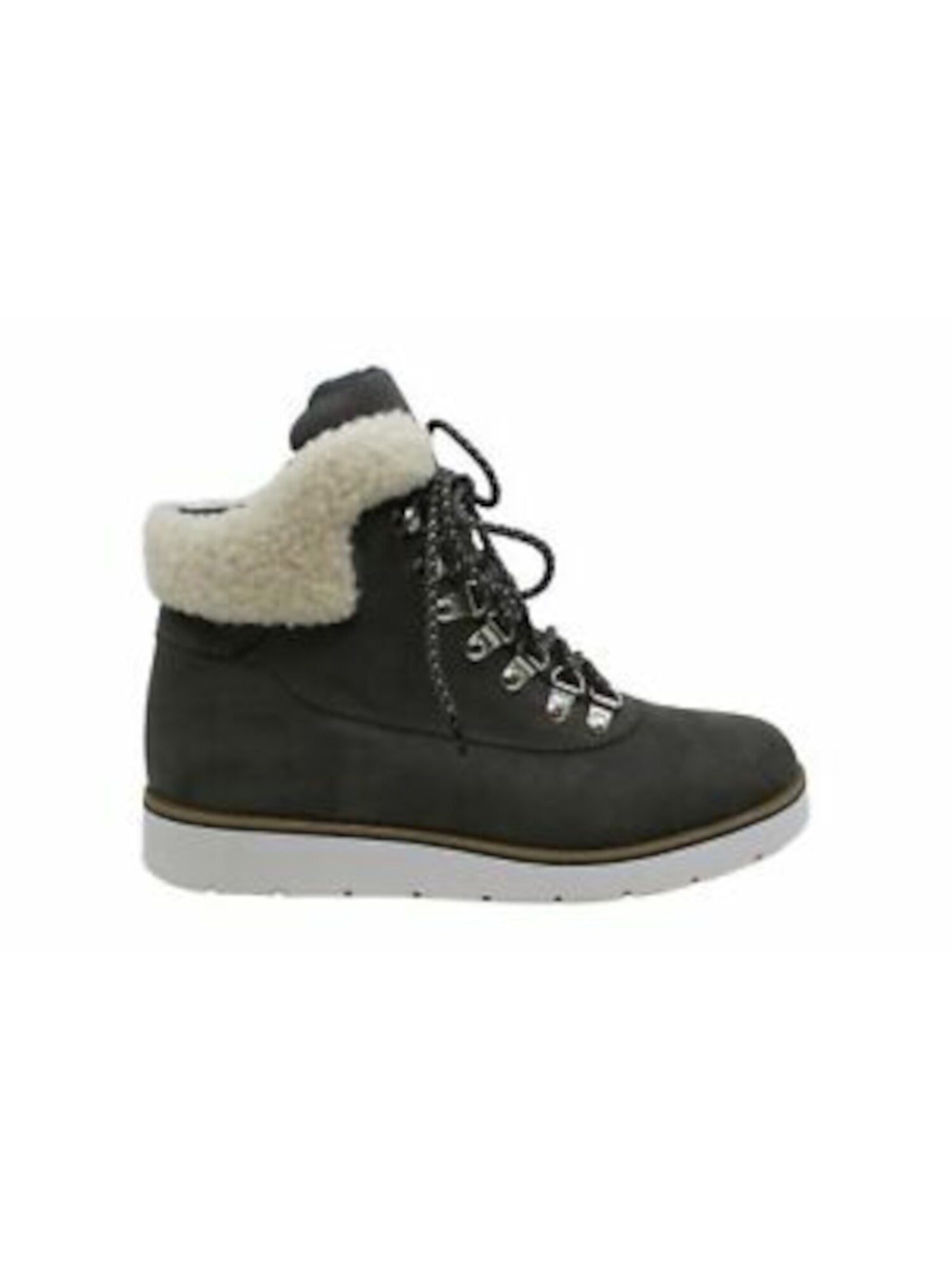 ESPRIT Womens Gray Hiker Booties, D Ring Hardware Wisdom Round Toe Wedge Lace-Up Booties 7.5