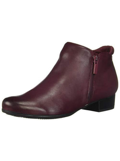 TROTTERS Womens Maroon Removable Insole Comfort Zipper Accent Arch Support Major Round Toe Block Heel Zip-Up Leather Booties 6 M