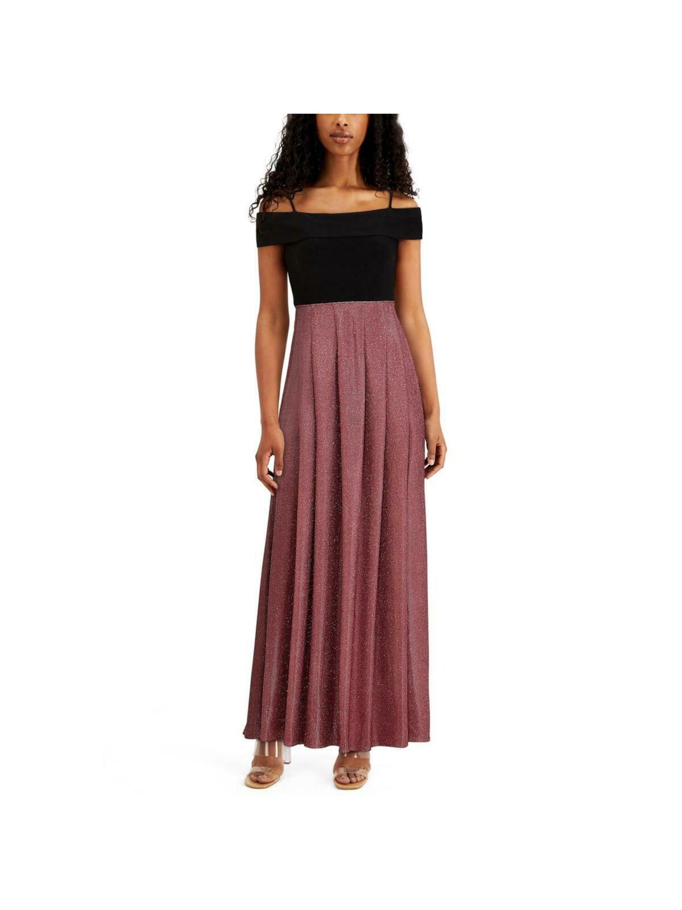 MORGAN & CO Womens Pink Short Sleeve Maxi Fit + Flare Evening Dress Plus 20W