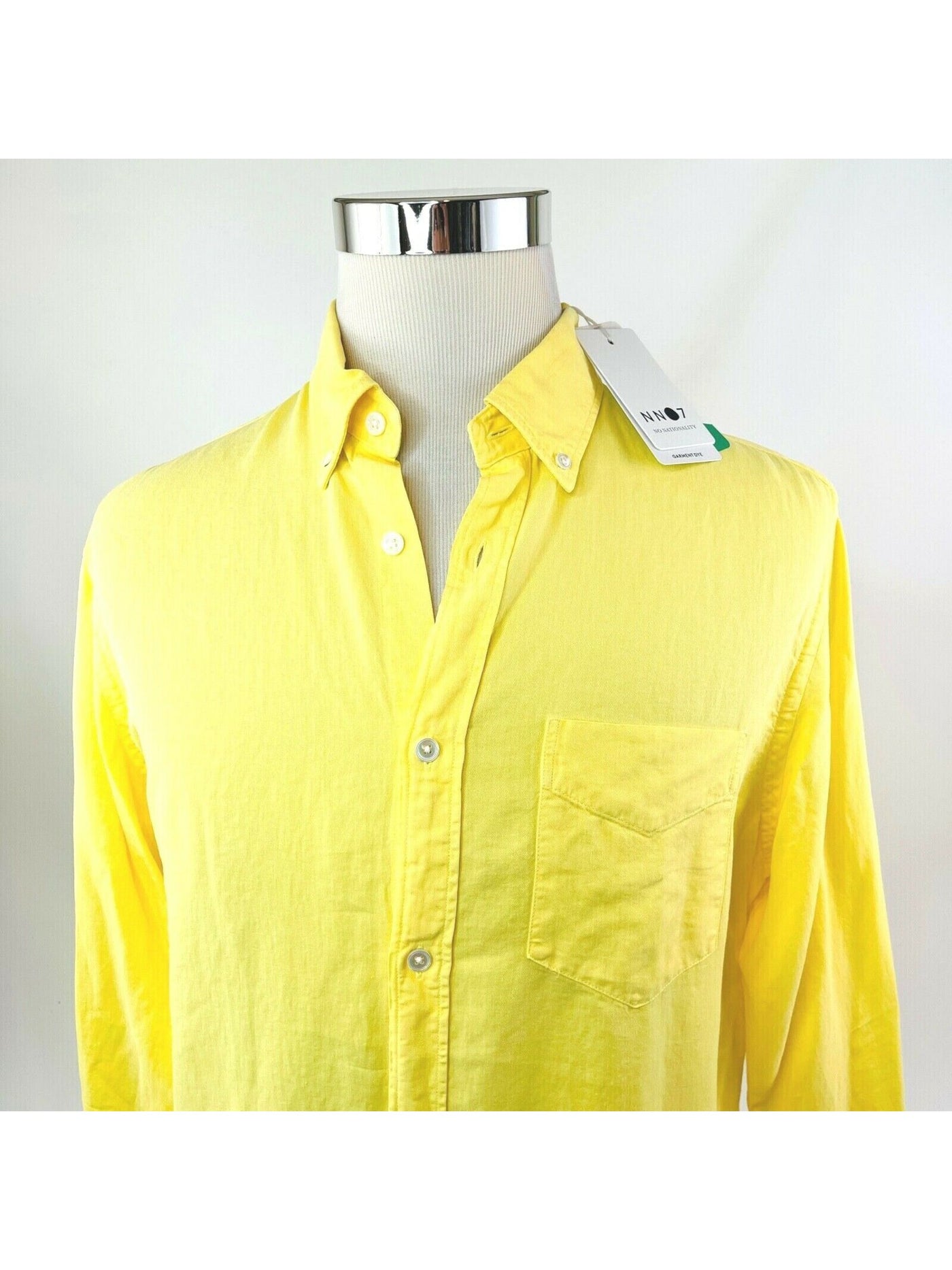 NO NATIONALITY Mens Yellow Long Sleeve Classic Fit Button Down Casual Shirt L
