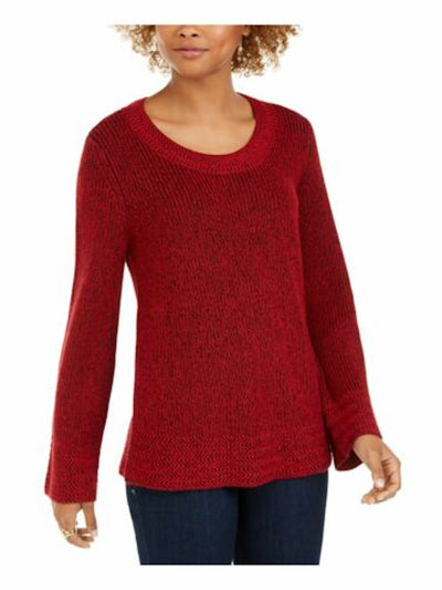 STYLE & COMPANY Womens Red Printed Long Sleeve Top Petites Size: PM