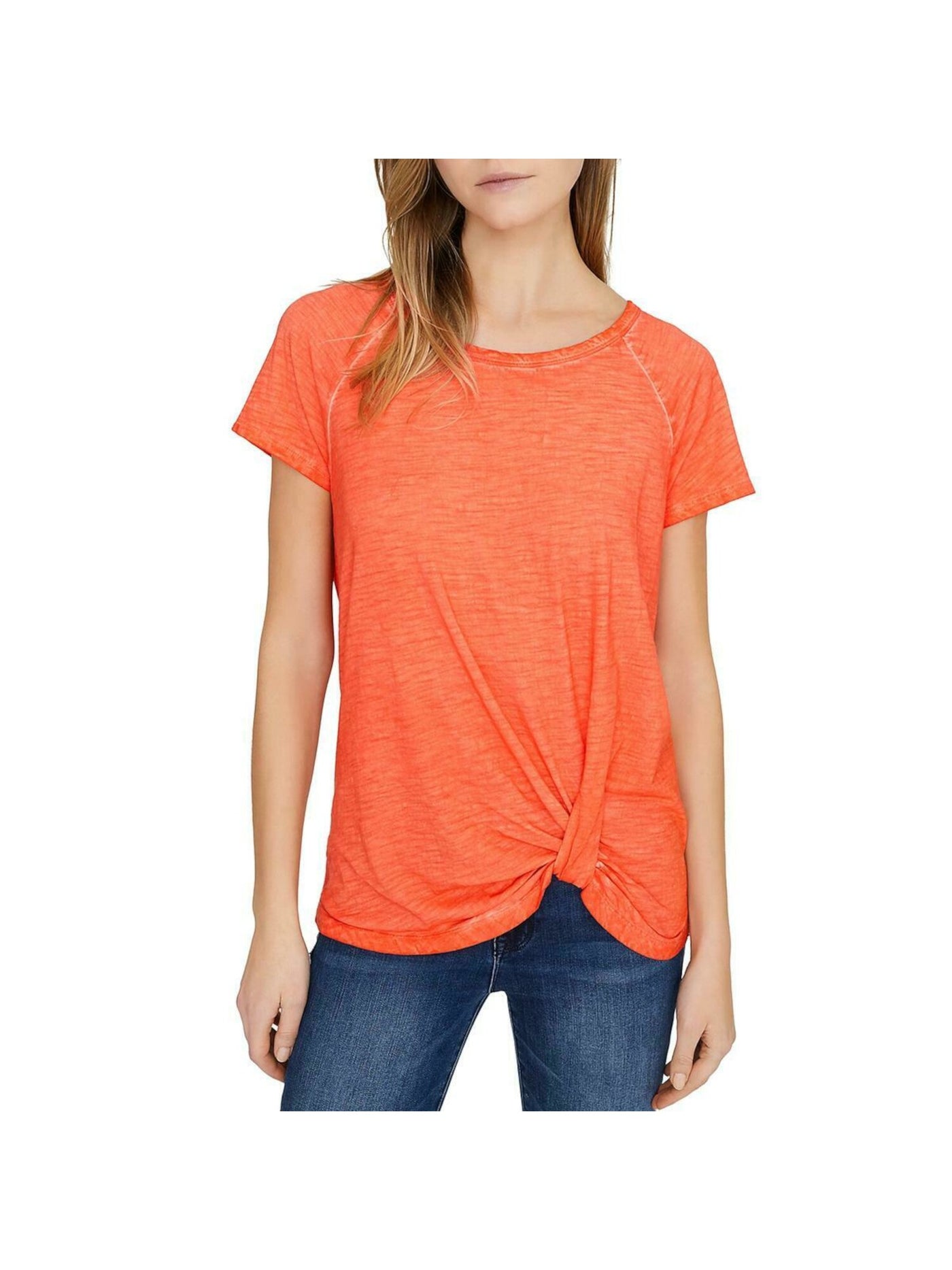 SANCTUARY Womens Coral Heather Short Sleeve Crew Neck T-Shirt Top Size: XS