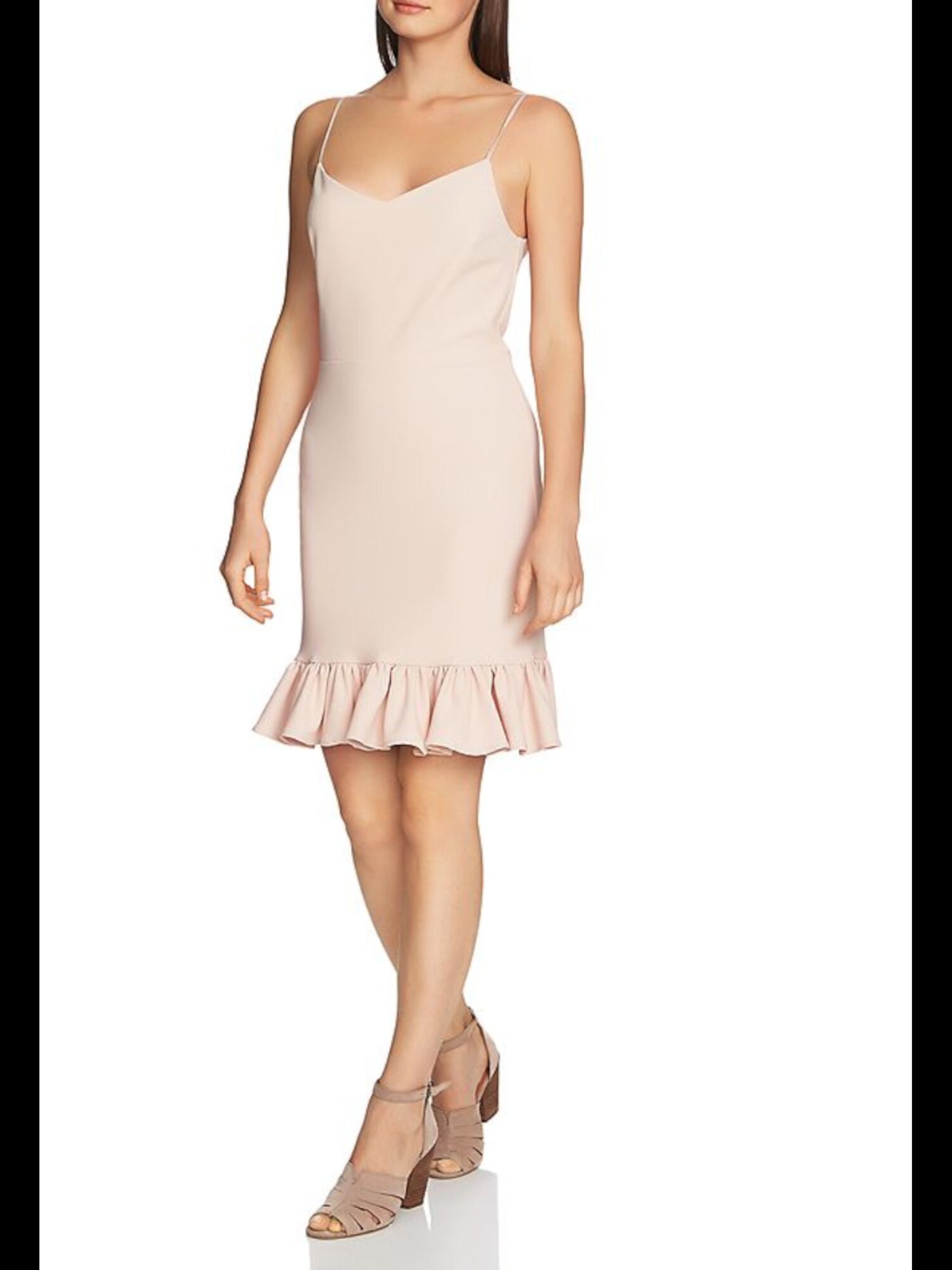 1. STATE Womens Pink Spaghetti Strap V Neck Short Body Con Party Dress Size: 10