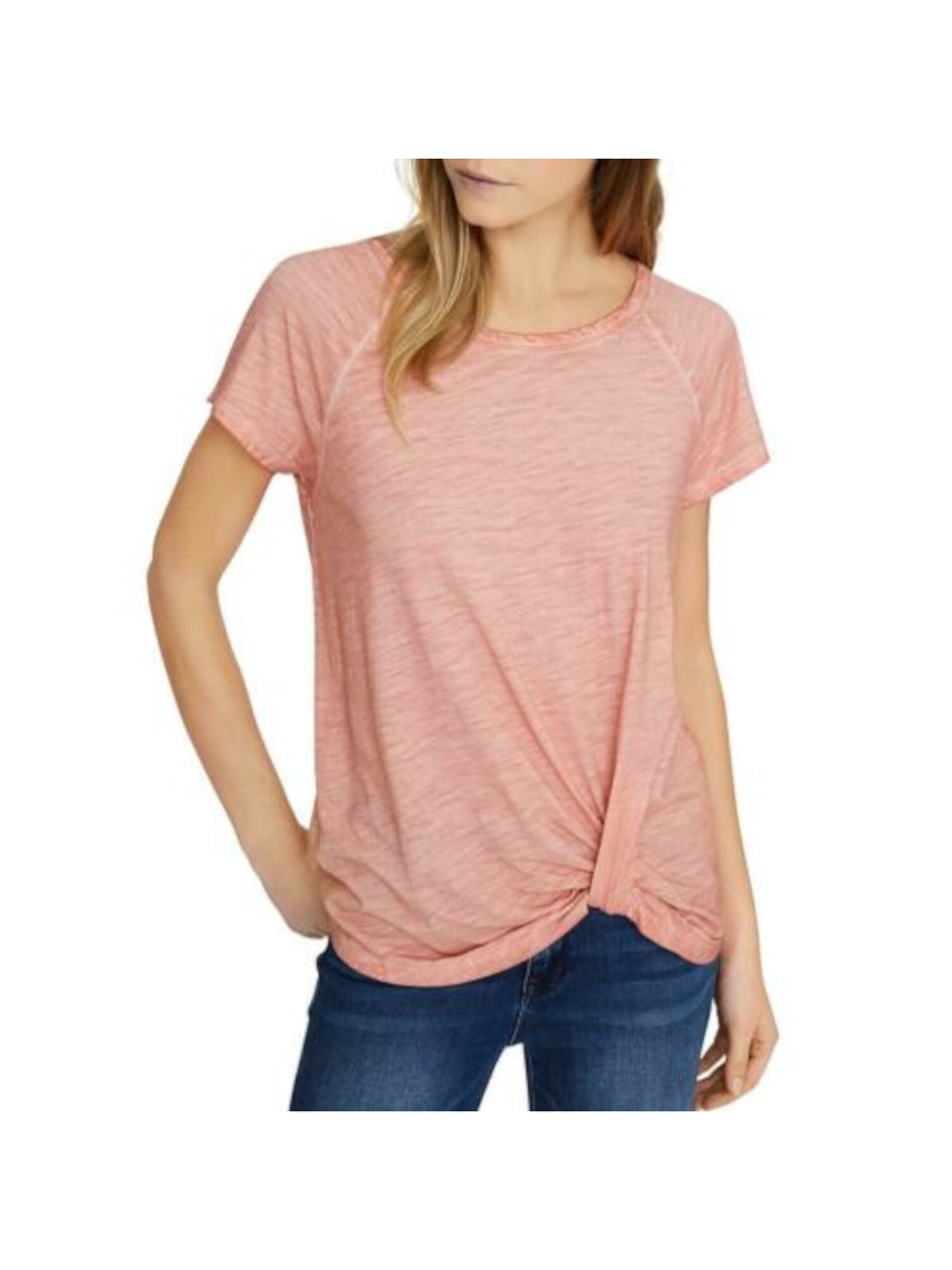 SANCTUARY Womens Pink Heather Cap Sleeve Crew Neck T-Shirt Size: S