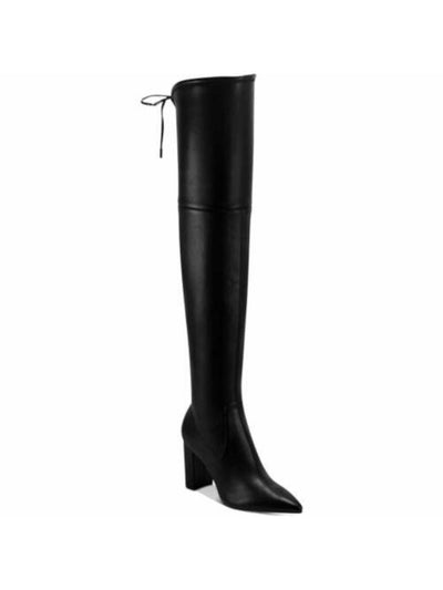 MARC FISHER Womens Black Tie Detail Water Resistant Comfort Vany Pointed Toe Block Heel Zip-Up Heeled Boots 11 M