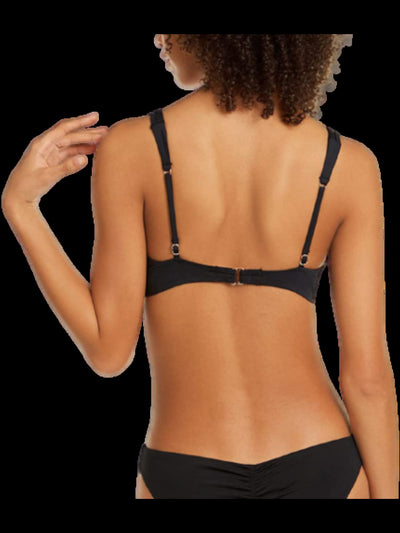 BAR III Women's Black Stretch Removable Cups Lined V-Wire Adjustable Underwire Swimsuit Top XS