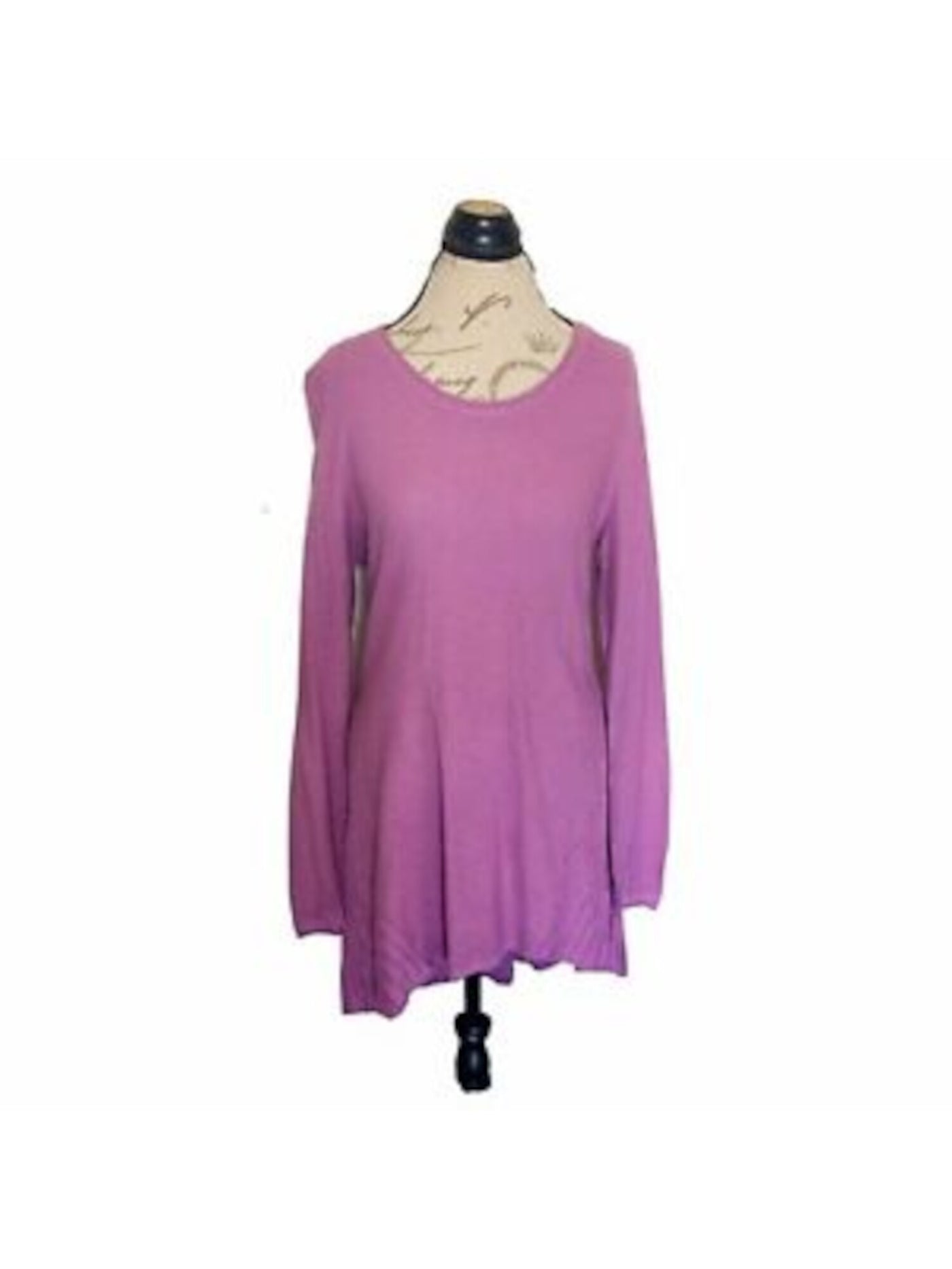 STYLE & COMPANY Womens Purple Knit Long Sleeve Scoop Neck Mini Shift Dress L