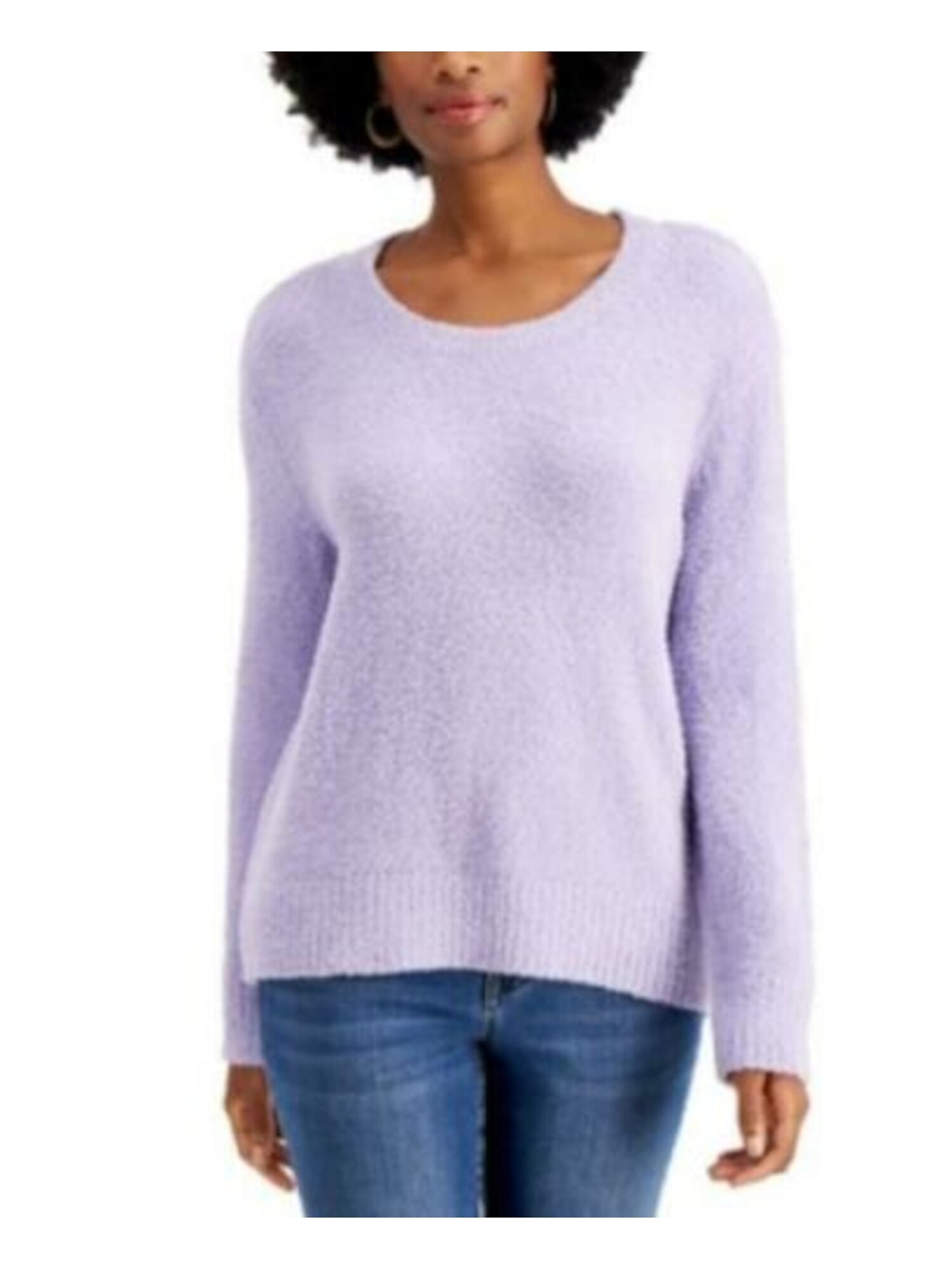 STYLE & COMPANY Womens Purple Plush Long Sleeve Scoop Neck Sweater Size: XS