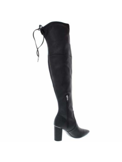 MARC FISHER Womens Black Tie Detail Water Resistant Comfort Vany Pointed Toe Block Heel Zip-Up Heeled Boots 11 M