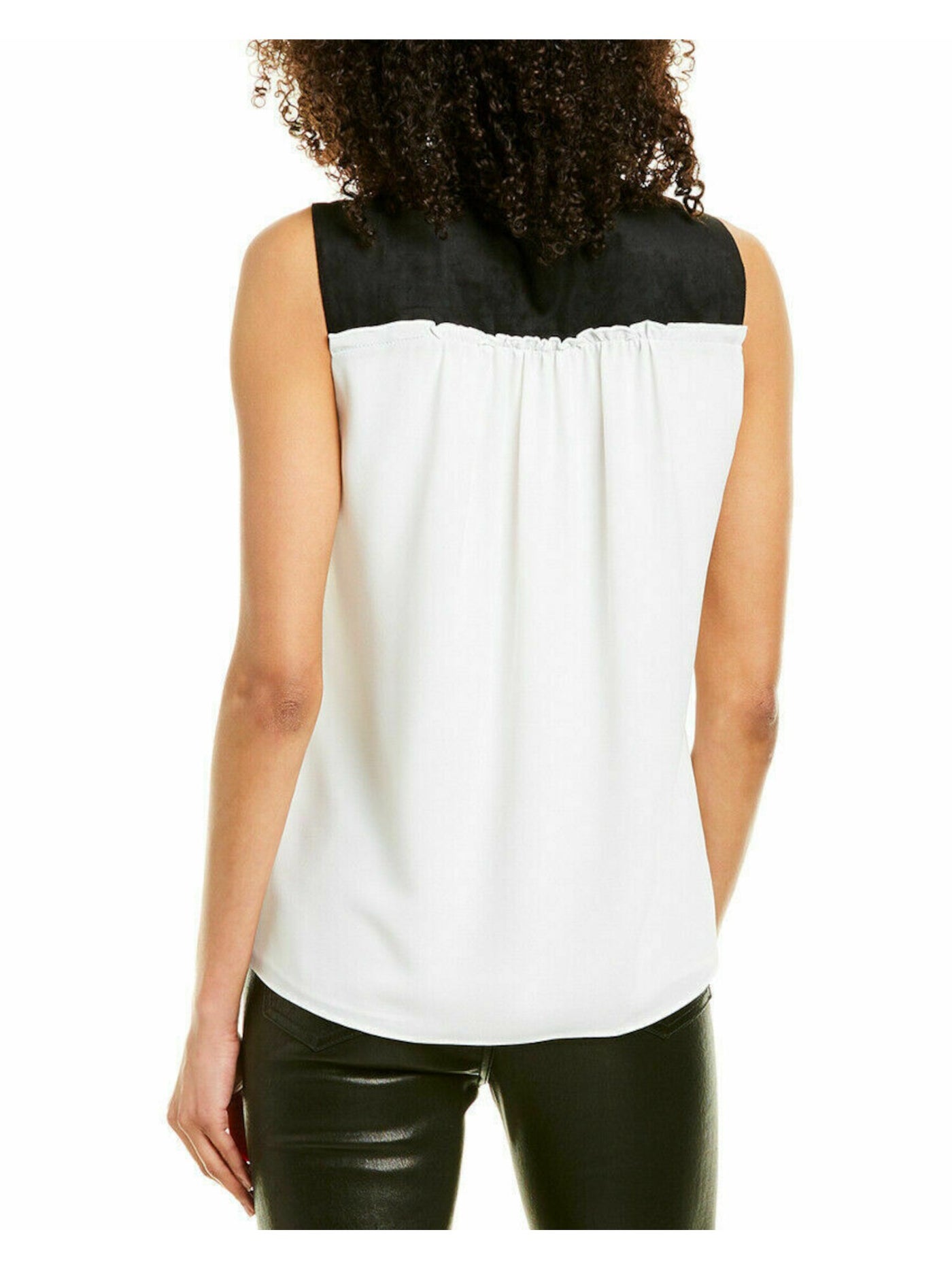 BAILEY44 Womens Ivory Faux Leather Sleeveless V Neck Hi-Lo Top Size: S