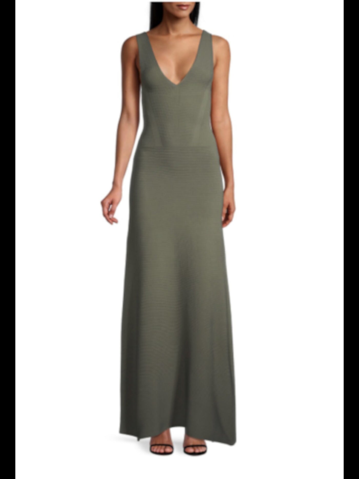 EMPORIO ARMANI Womens Green V Neck Maxi Evening Fit + Flare Dress 44