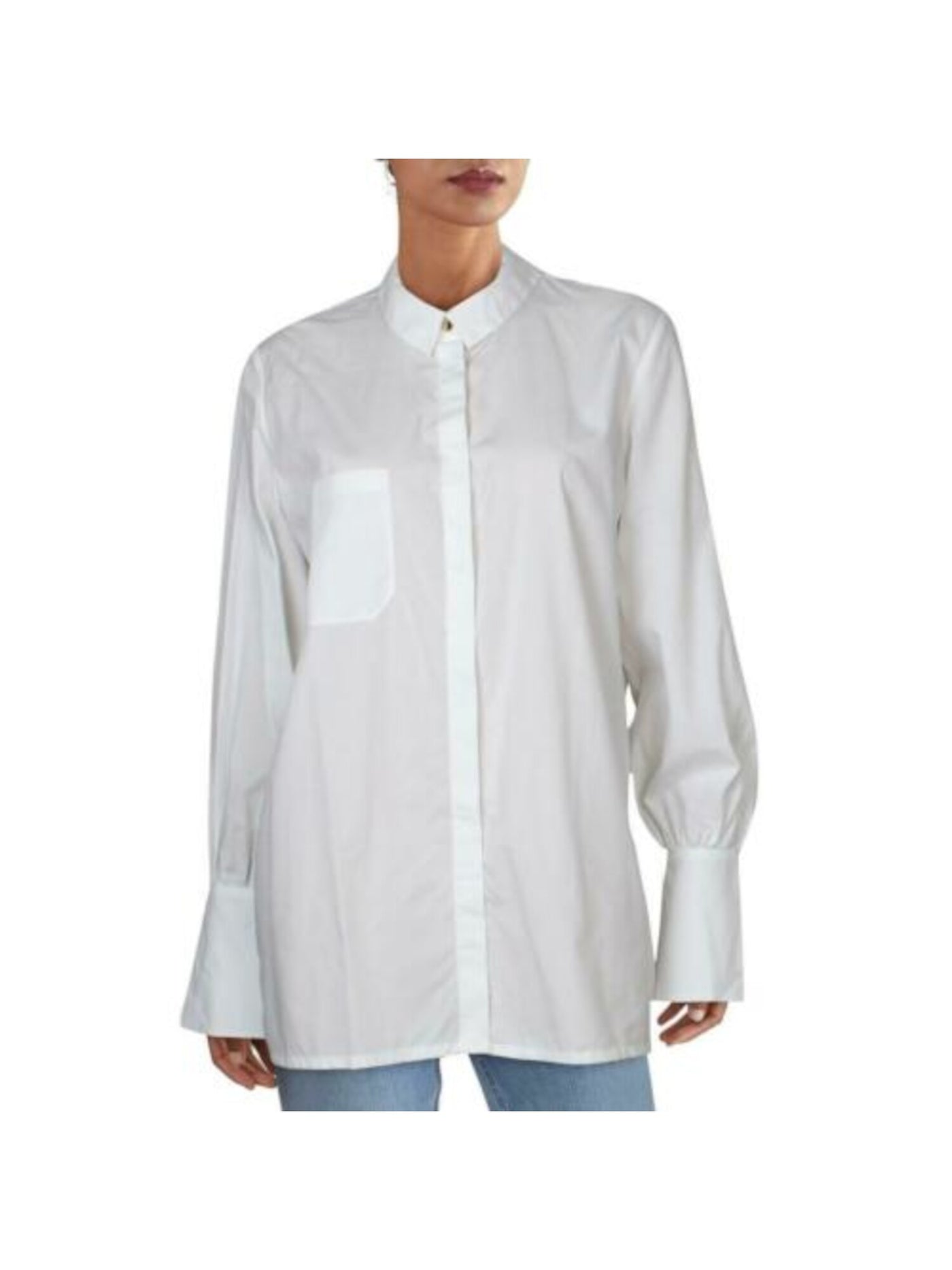 mother of pearl Womens White Long Sleeve Collared Top Size: 0
