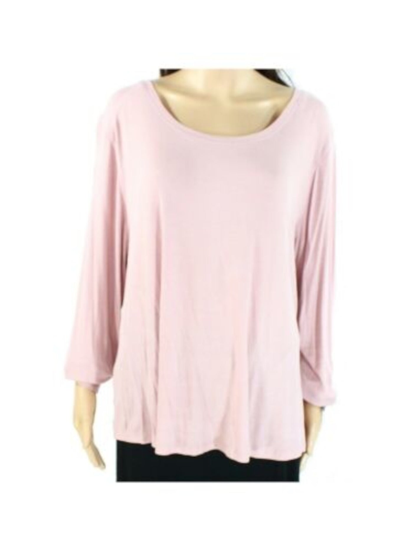 INC Womens Pink Ribbed Long Sleeve Scoop Neck T-Shirt Size: 6