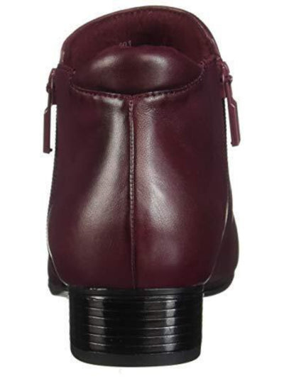 TROTTERS Womens Maroon Removable Insole Comfort Zipper Accent Arch Support Major Round Toe Block Heel Zip-Up Leather Booties 6 M