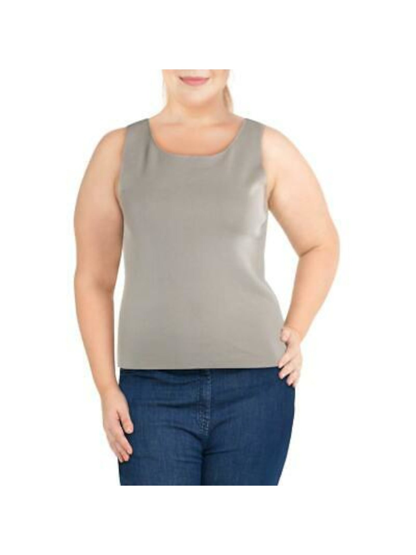 BAR III Womens Beige V Back Sleeveless Scoop Neck Tank Sweater Size: L