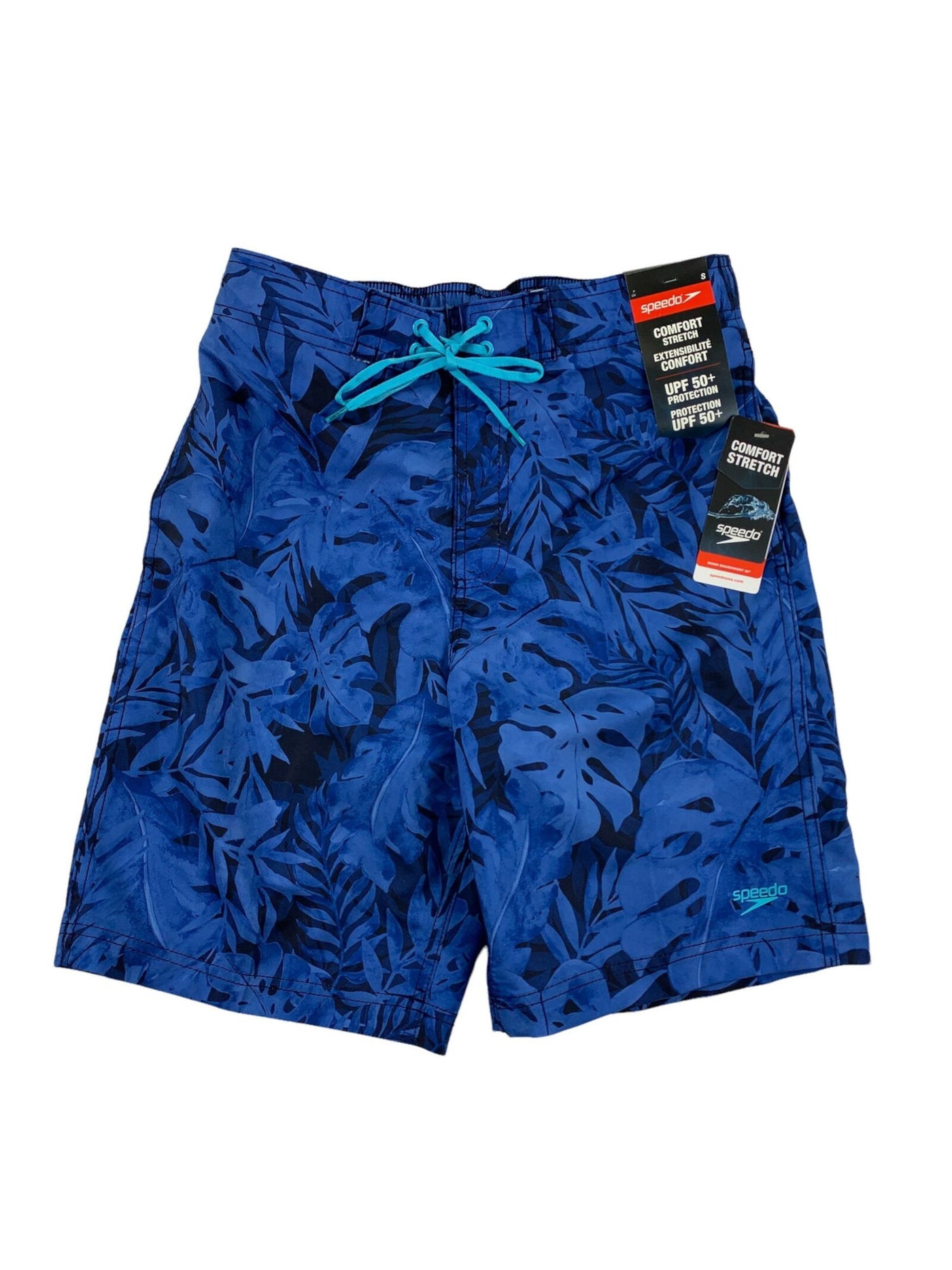 SPEEDO Mens Bondi Blue Drawstring, Printed Stretch Athletic Shorts XXL