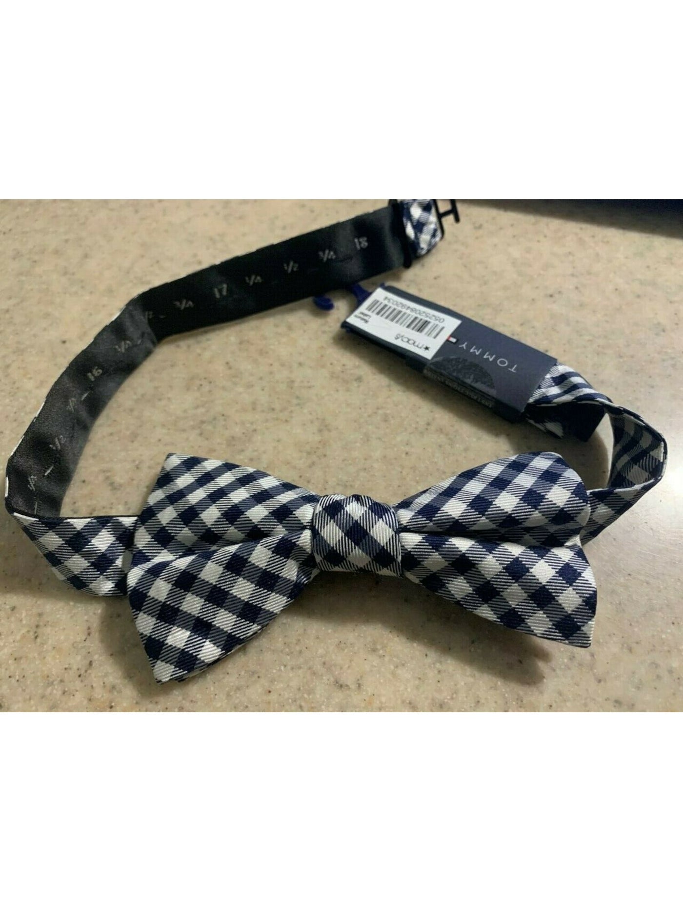 TOMMY HILFIGER Mens Navy Gingham Bow Tie