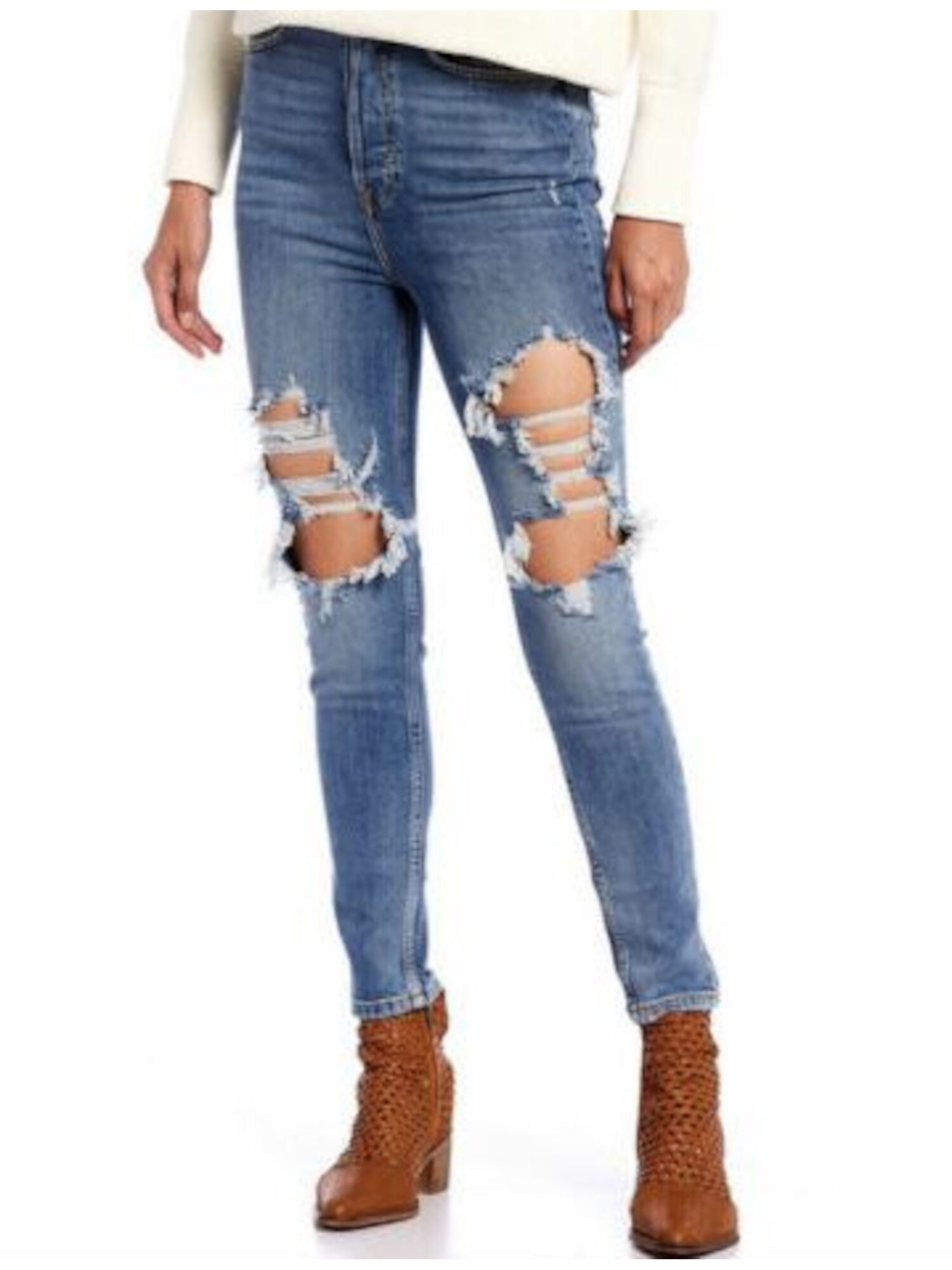 WE THE FREE Womens Blue Ripped Skinny Pants Size: 27