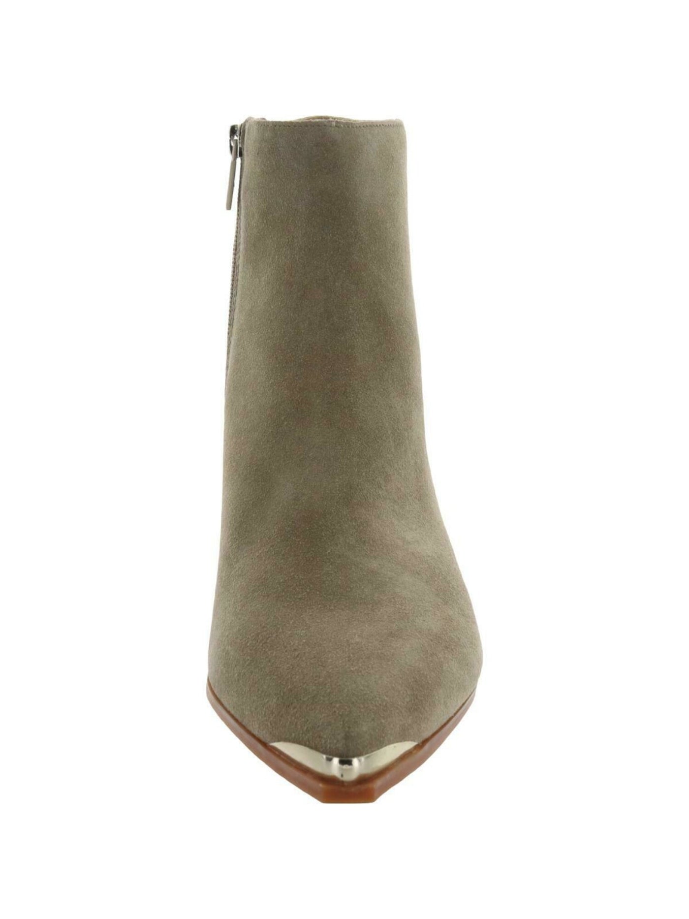 KENNETH COLE Womens Beige Plated Toe Breathable Cushioned Pointed Toe Block Heel Zip-Up Dress Booties 8