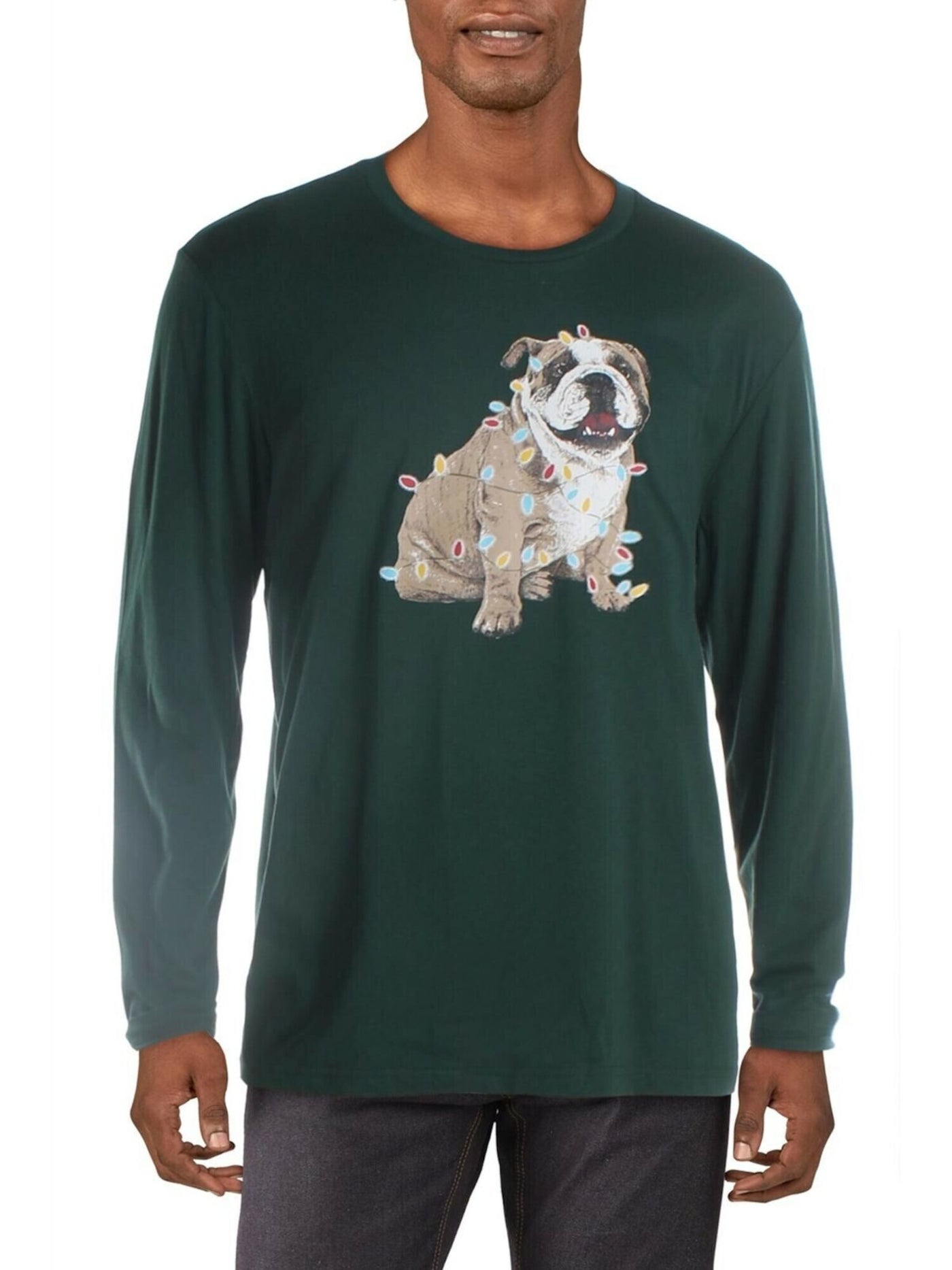 CLUBROOM Mens Green Graphic Cotton T-Shirt L